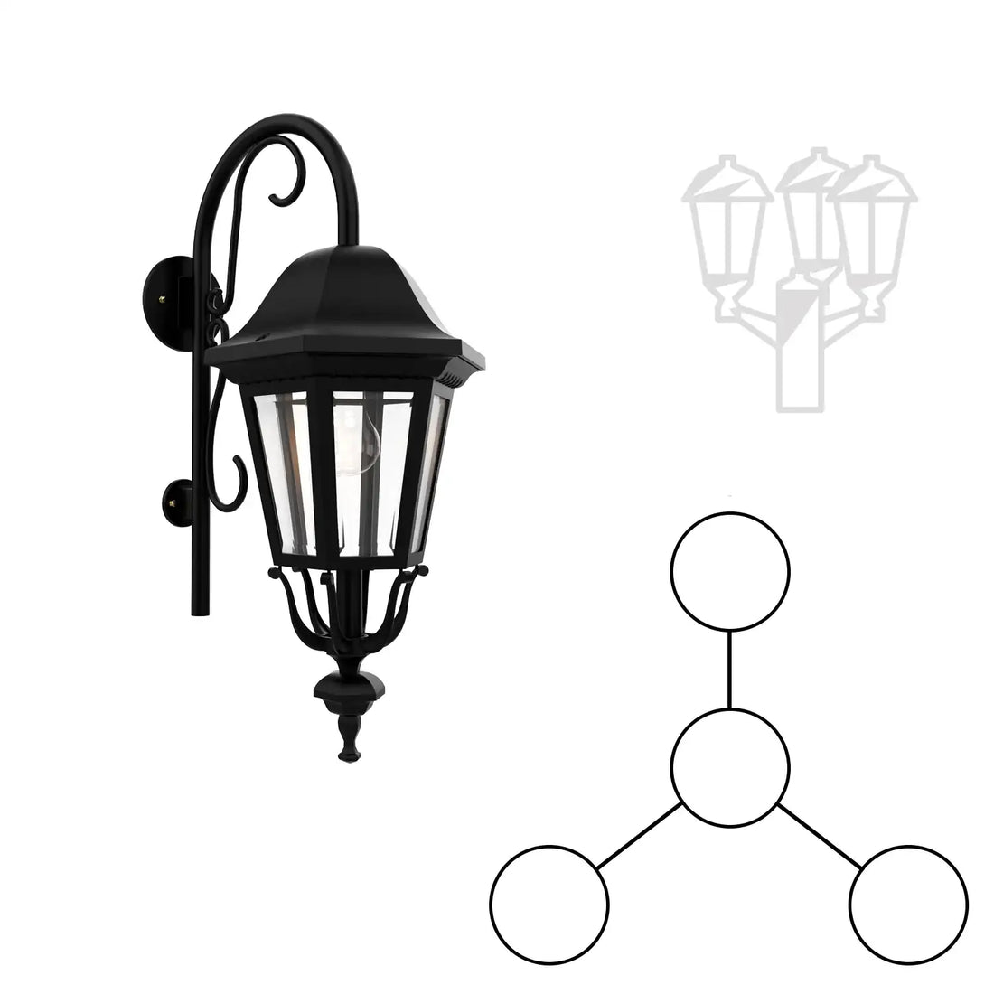 SNOC FLORENCE - THREE-HEAD MOUNTING AND CENTER HEAD DOWN WITH CLOSED BOTTOM CANE FOR MEDIUM POLE 23798 3A1 - Post