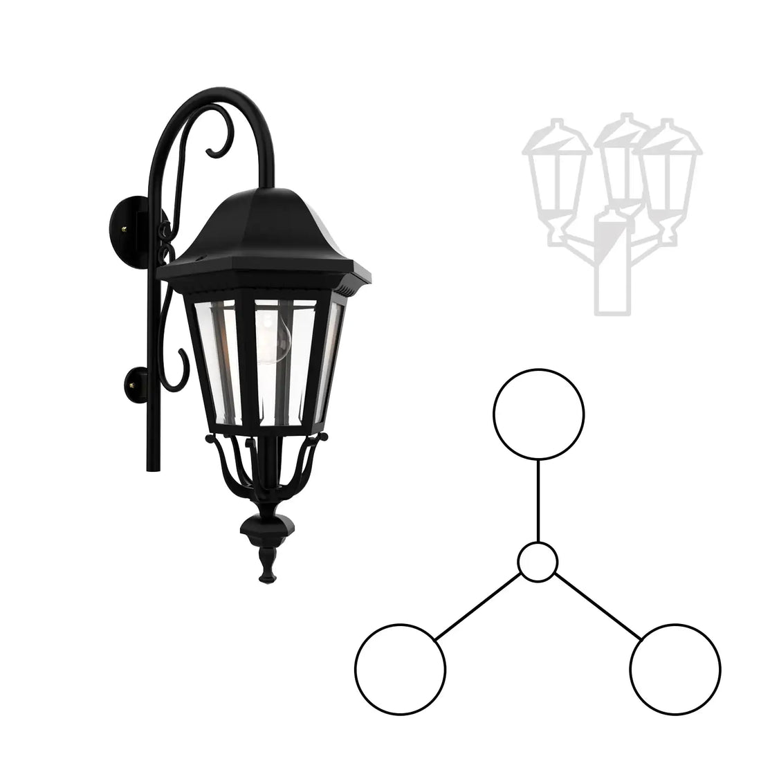 SNOC FLORENCE - THREE HEAD DOWN MOUNT WITH CLOSED BOTTOM CANE FOR MEDIUM POST 23798 3A - Post