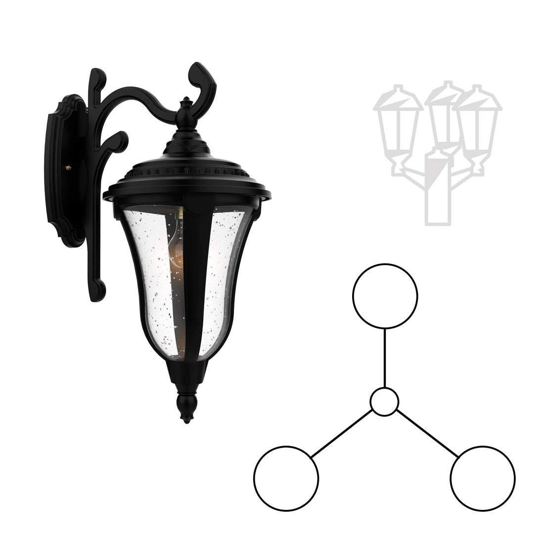 SNOC MUNICH - THREE HEAD MOUNT DECORATIVE ARM DOWN CLOSED BOTTOM FOR MEDIUM POST 24283 3A - Post