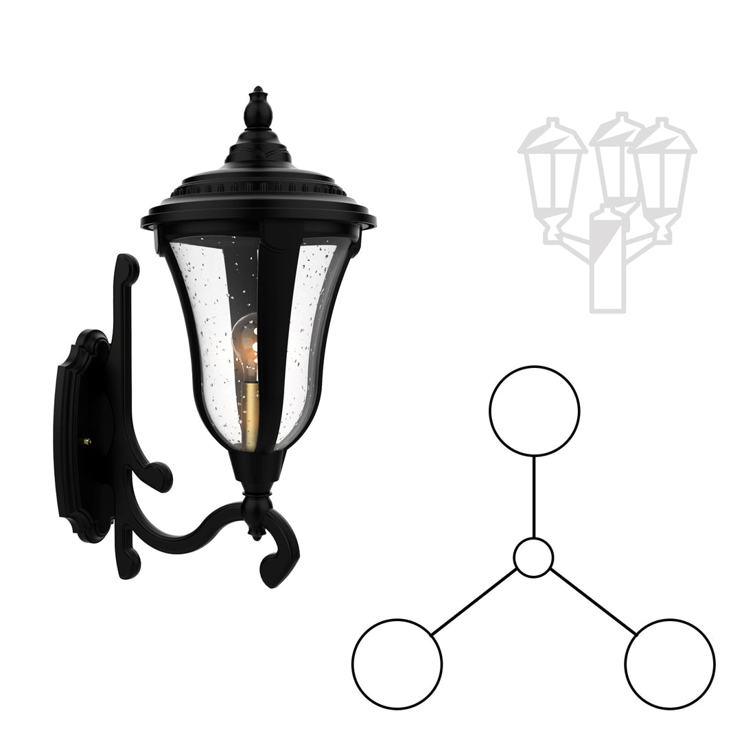 SNOC MUNICH - DECORATIVE ARM UP THREE-HEAD MOUNT FOR MEDIUM POLE 24287 3A - Post