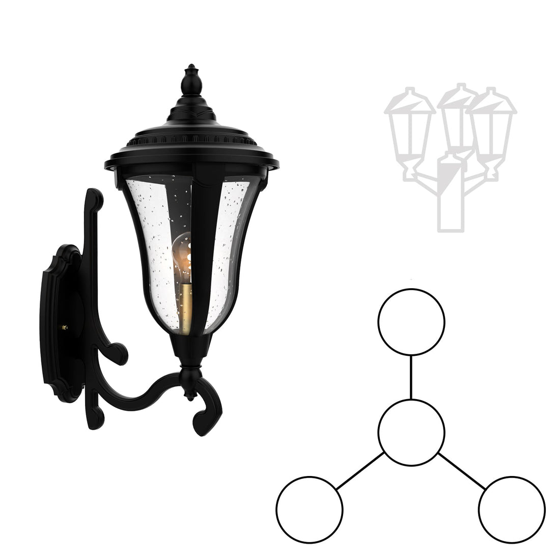 SNOC MUNICH - THREE HEAD MOUNT AND CENTER HEAD DECORATIVE ARM UP FOR MEDIUM POST 24287 3A1 - Post