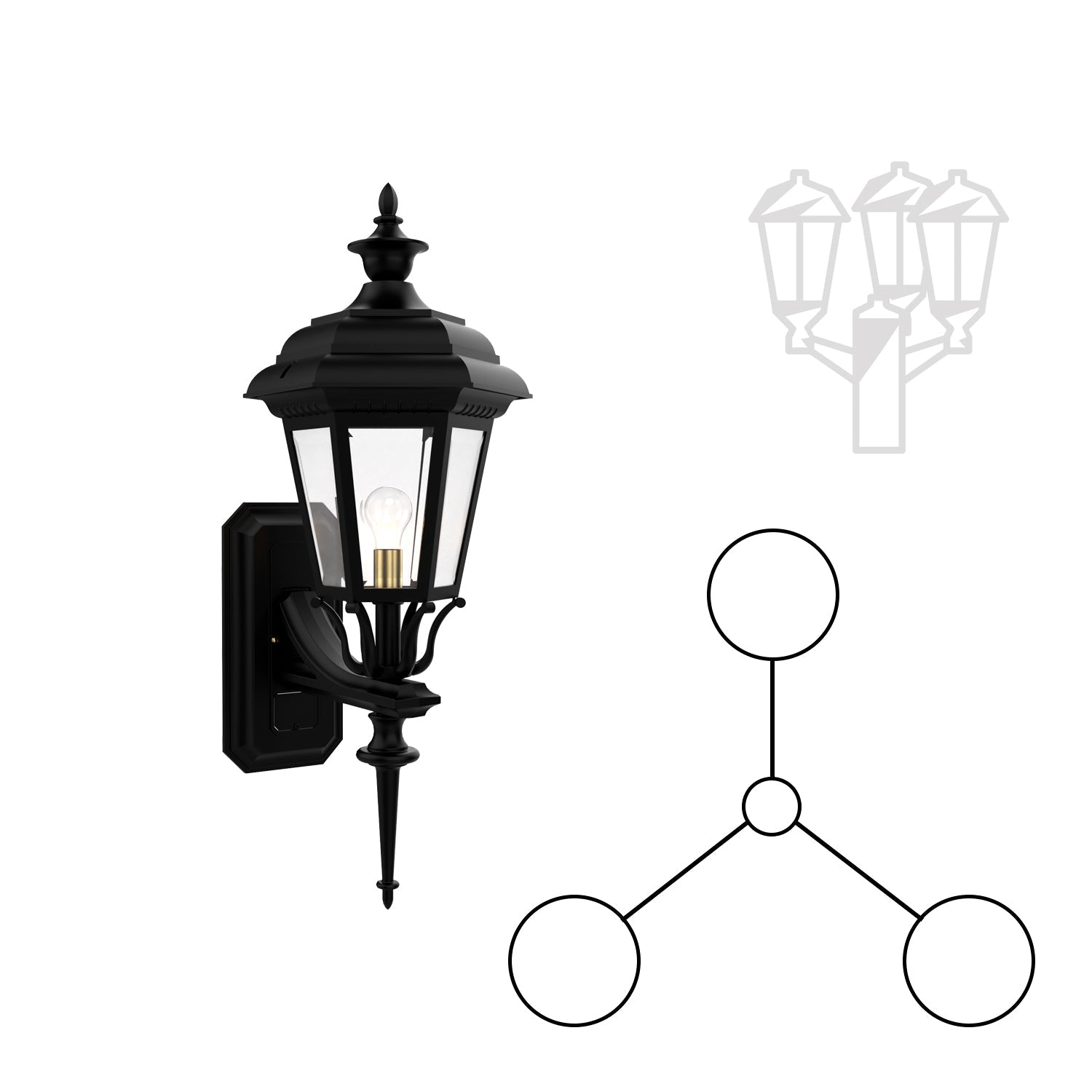 SNOC JAMESTOWN 3-HEAD UP MOUNT WITH TALL POST ROD 31413 3A - Post