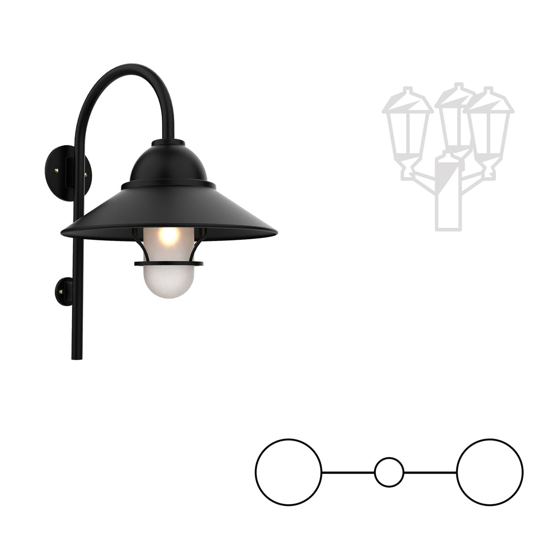 SNOC SAN FRANCISCO - DOUBLE HEAD DOWN CANE MOUNT WITH GLOBE AND LARGE GRID 32299 2A - Post
