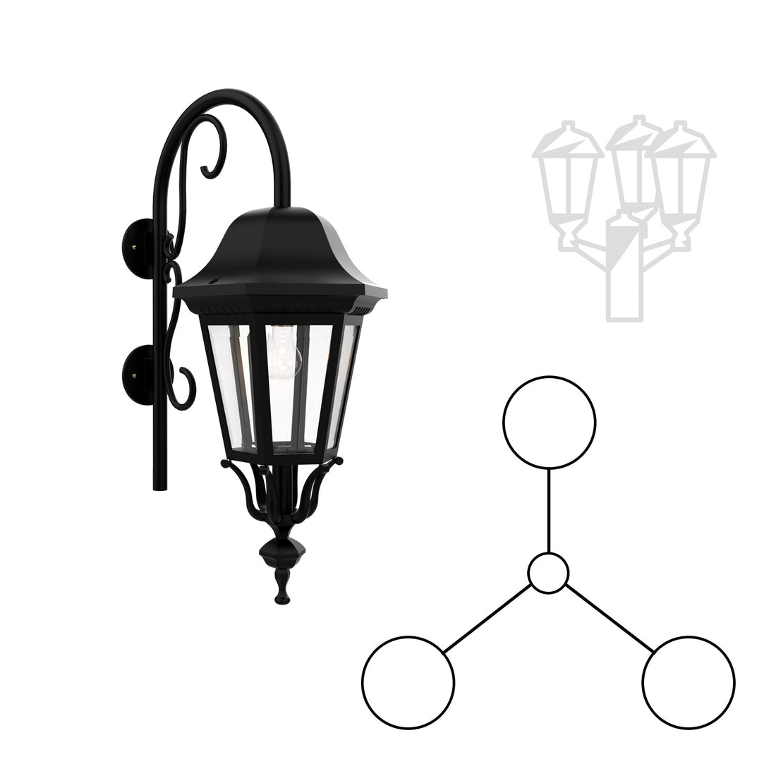 SNOC FLORENCE - THREE HEAD DOWN MOUNT WITH CLOSED BOTTOM CANE FOR LARGE POST 33798 3A - Post