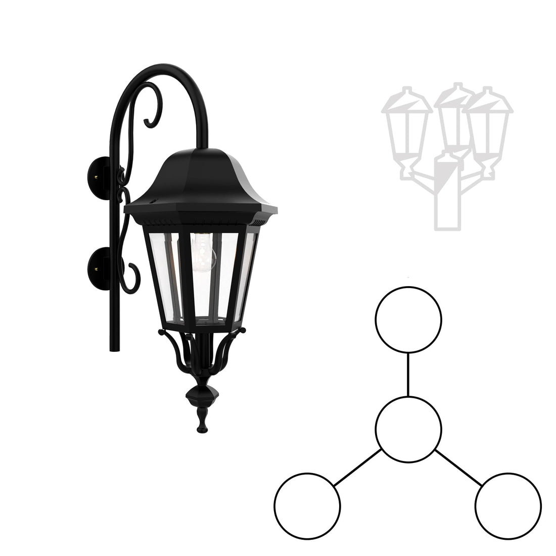 SNOC FLORENCE - THREE-HEAD MOUNTING AND CENTRAL HEAD DOWN WITH CLOSED BOTTOM CANE FOR LARGE FORMAT POLE 33798 3A1 - Post