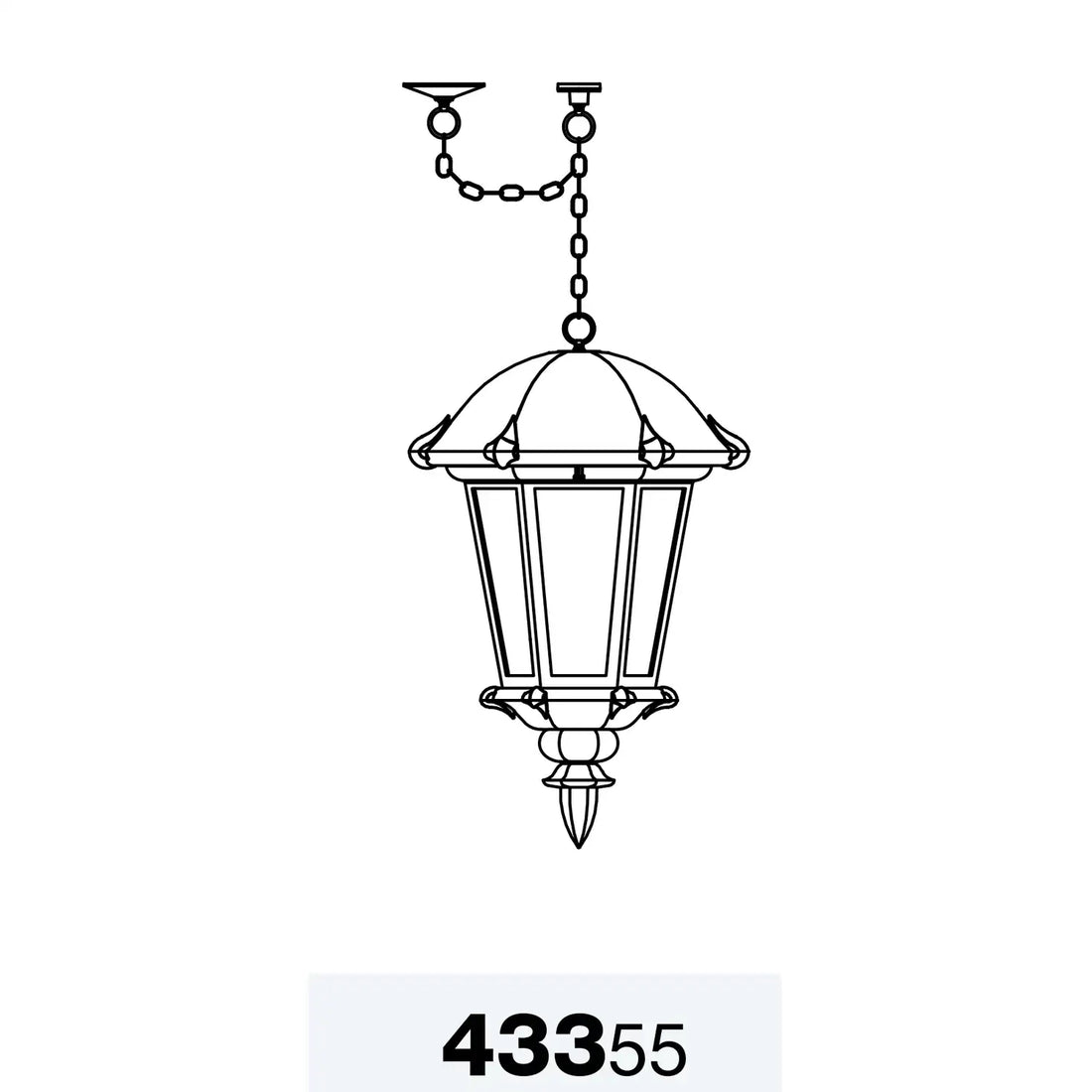 SNOC, MONTPELLIER - CEILING MOUNTING WITH CHAIN CLOSED BOTTOM VERY LARGE FORMAT 43355, OUTDOOR CEILING LIGHT
