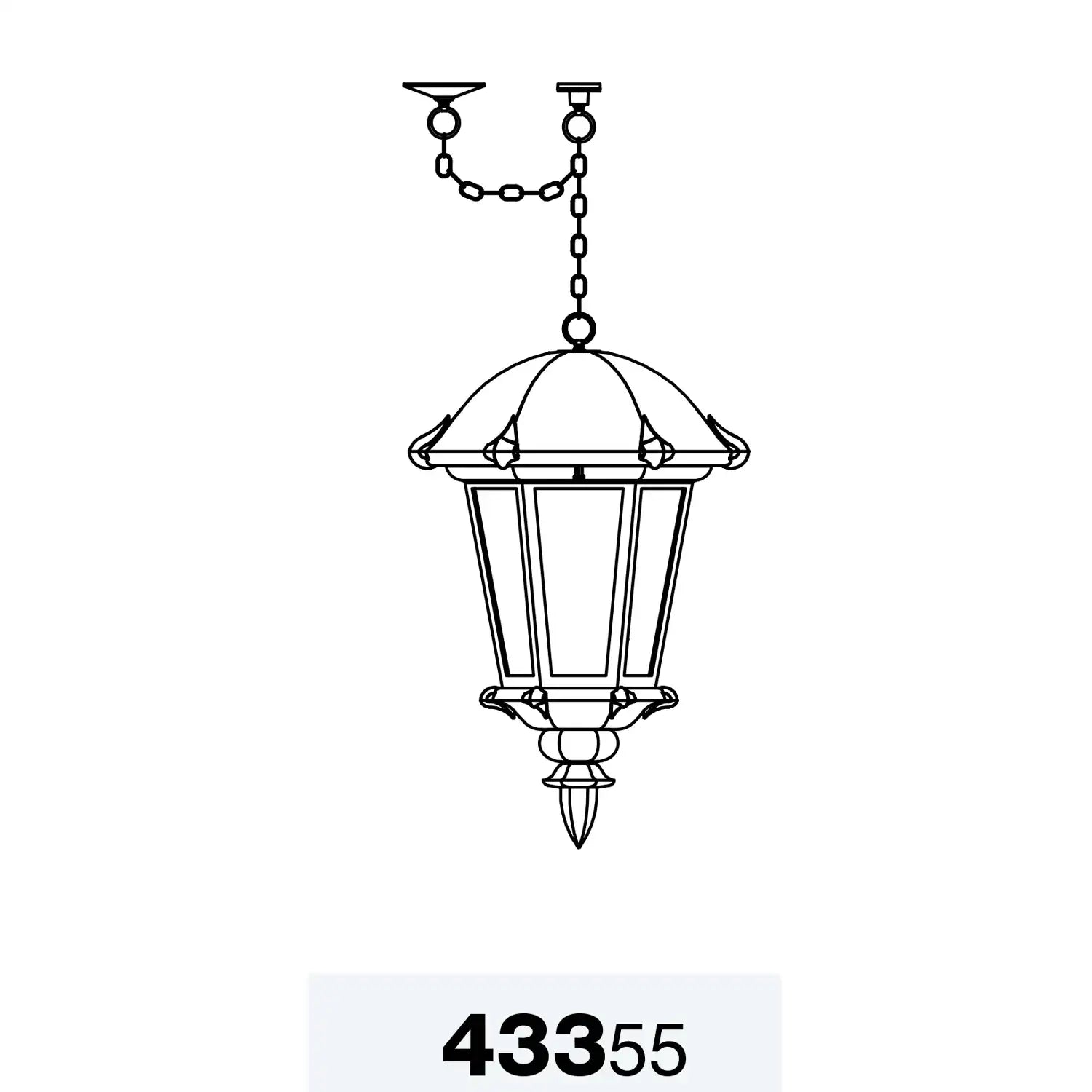 SNOC, MONTPELLIER - CEILING MOUNTING WITH CHAIN CLOSED BOTTOM VERY LARGE FORMAT 43355, OUTDOOR CEILING LIGHT