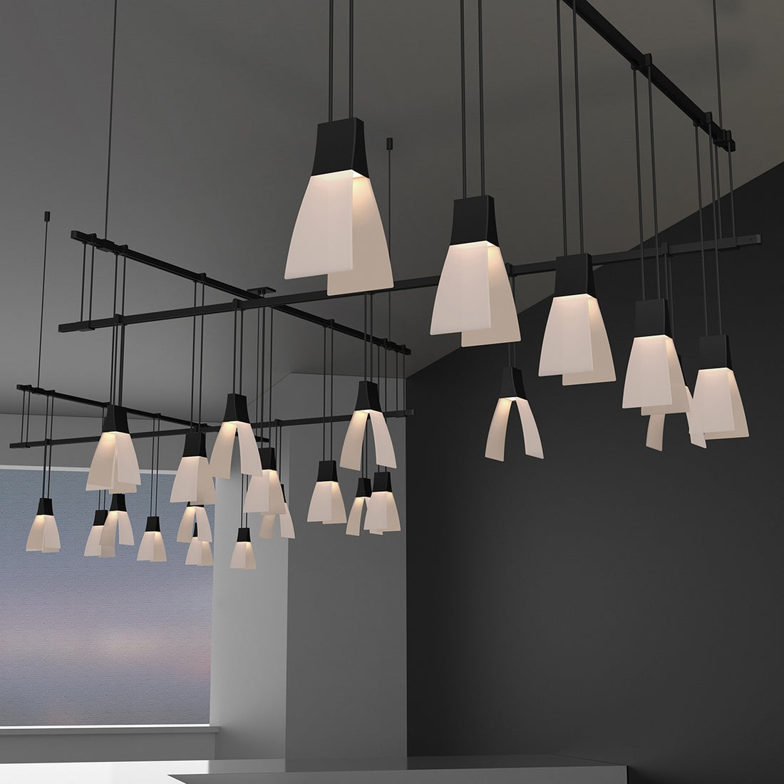 SONNEMAN, SUSPENDERS 5-BAR ZIG ZAG, PENDANT LIGHT