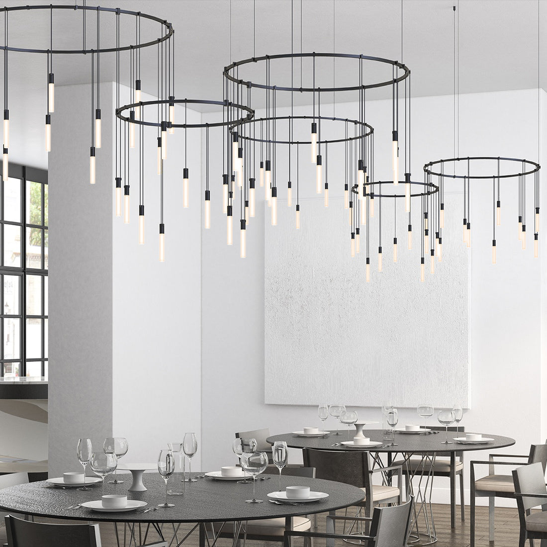 SONNEMAN, SUSPENDERS 3-BAR OFFSET RING, PENDANT LIGHT