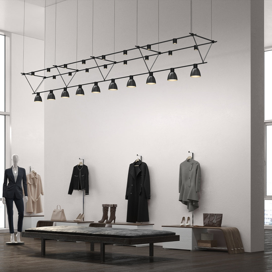 SONNEMAN, SUSPENDERS TRI-BAR TRUSS, PENDANT LIGHT