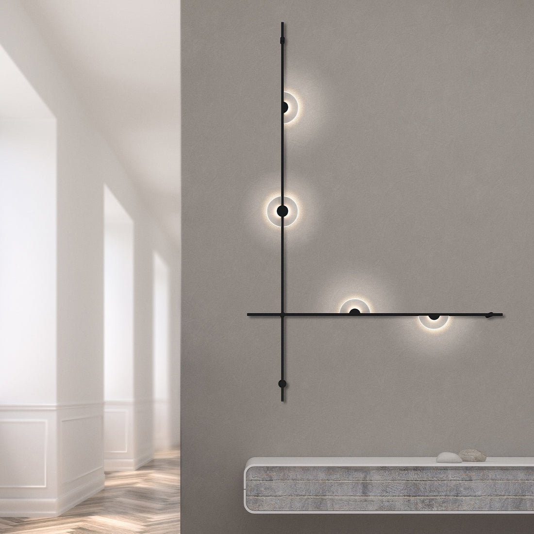 SONNEMAN, SUSPENDERS 2-BAR WALL MOUNT, WALL SCONCES