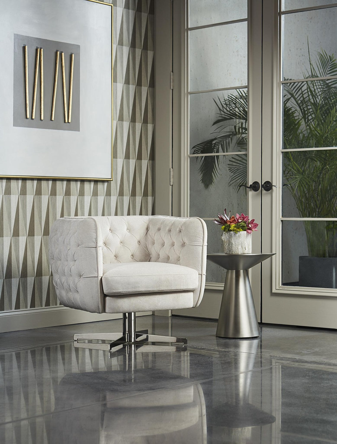 CARMEL END TABLE - STAINLESS STEEL - Side
