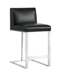 DEAN COUNTER STOOL - STAINLESS STEEL - CANTINA BLACK - Bar Stools
