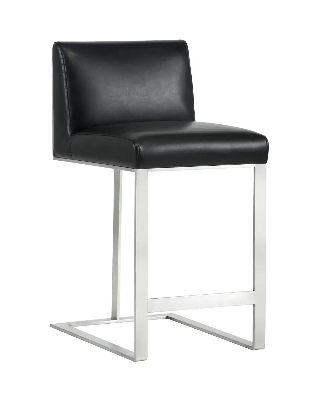 DEAN COUNTER STOOL - STAINLESS STEEL - CANTINA BLACK - Bar Stools