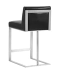 DEAN COUNTER STOOL - STAINLESS STEEL - CANTINA BLACK - Bar Stools