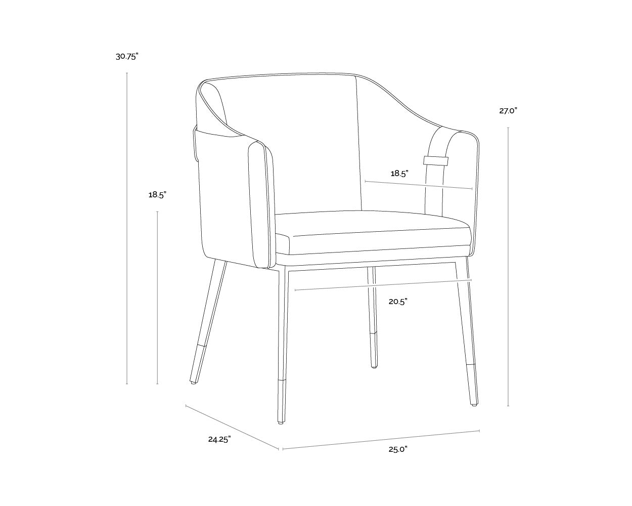Sunpan CARTER DINING ARMCHAIR - Dining Chairs