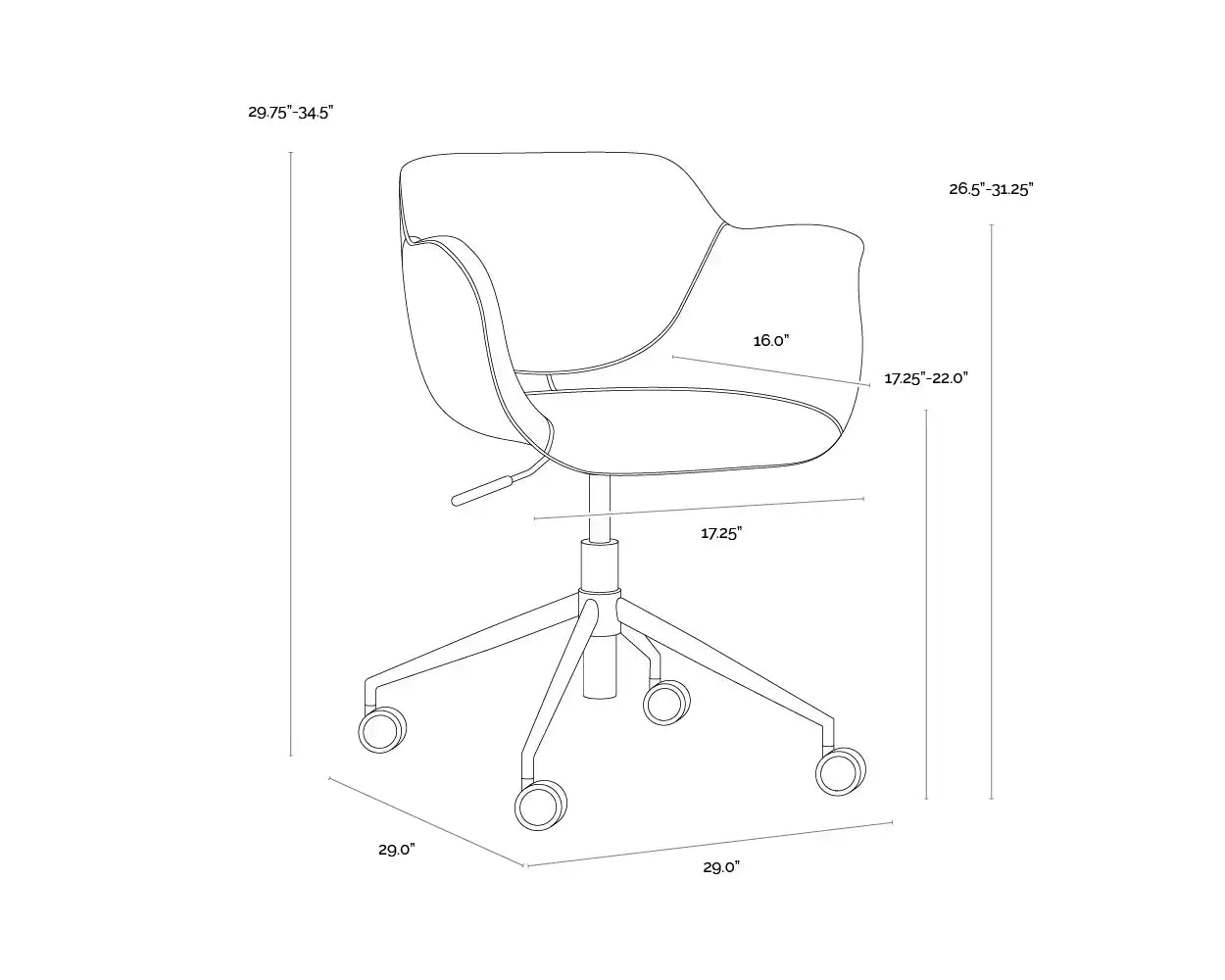 Sunpan, OWEN OFFICE CHAIR, BENCHES, OTTOMAN & STOOLS