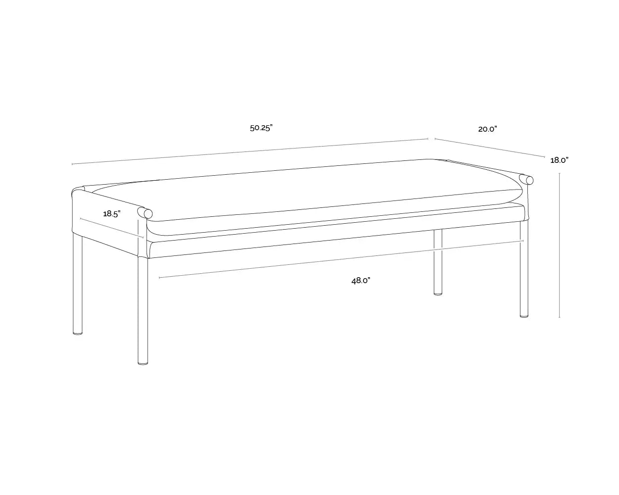 Sunpan, BELLEVUE BENCH, BENCHES, OTTOMAN & STOOLS