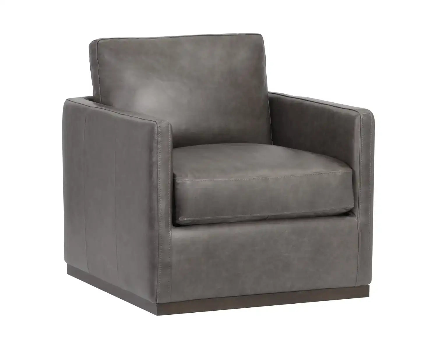 PORTMAN SWIVEL LOUNGE CHAIR - MARSEILLE CONCRETE LEATHER - Lounge