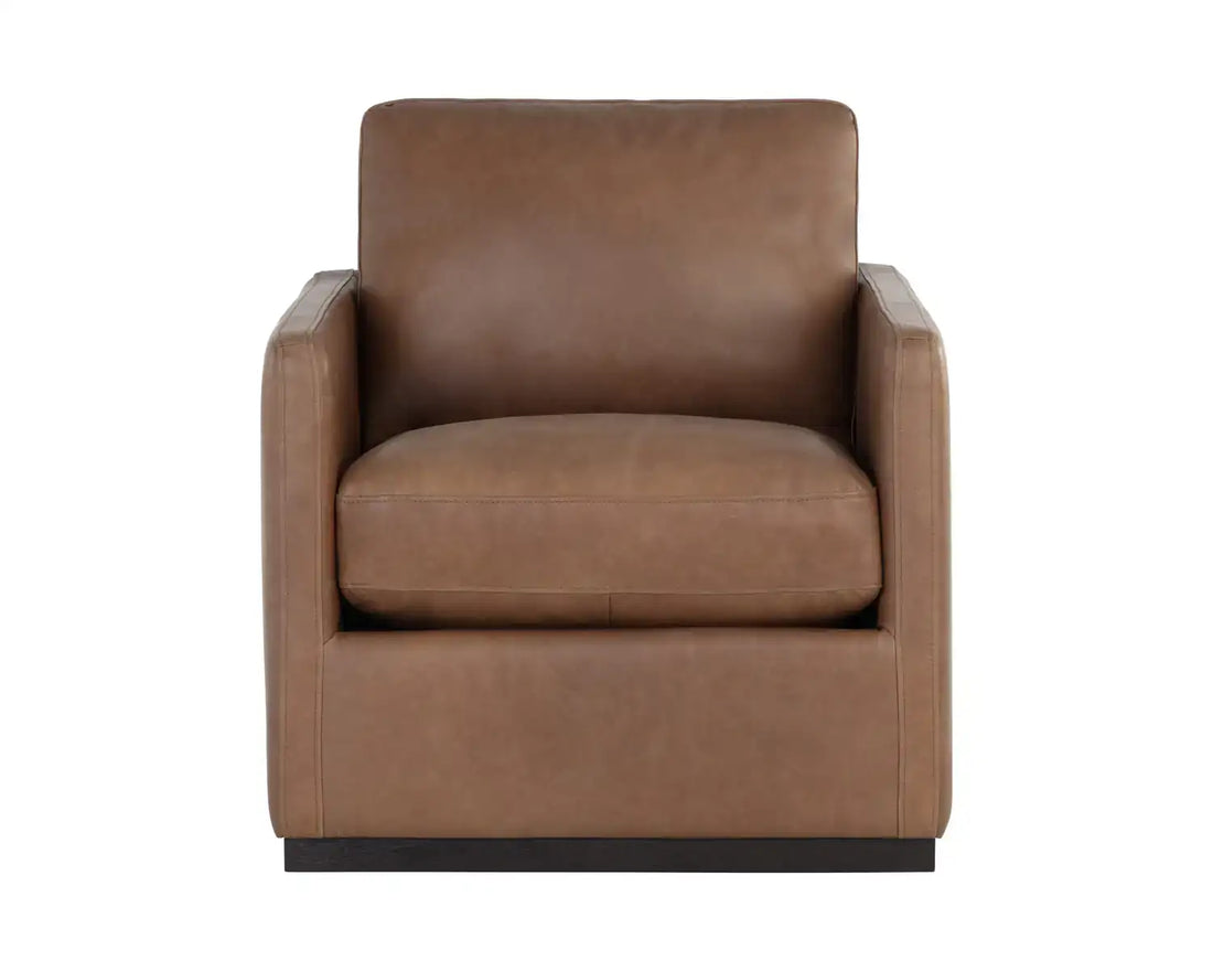 PORTMAN SWIVEL LOUNGE CHAIR - MARSEILLE CAMEL LEATHER - Lounge