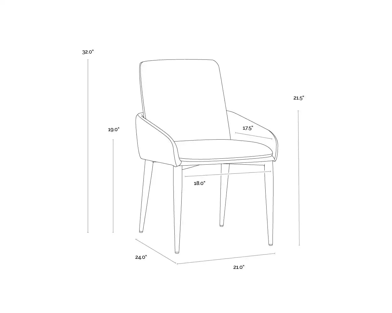 Sunpan CARLO DINING ARMCHAIR - Dining Chairs