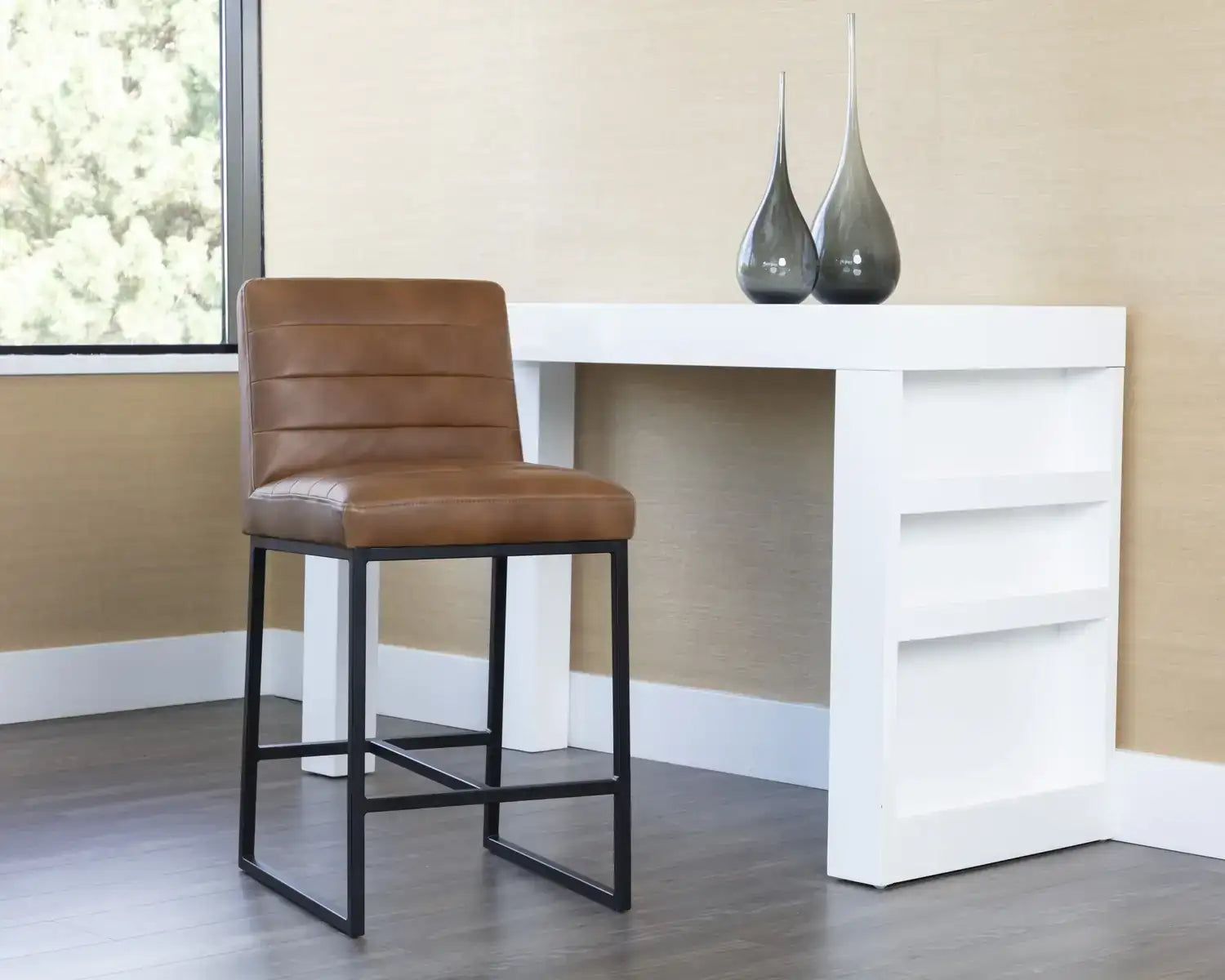 SPYROS COUNTER STOOL - TOBACCO TAN - Bar Stools