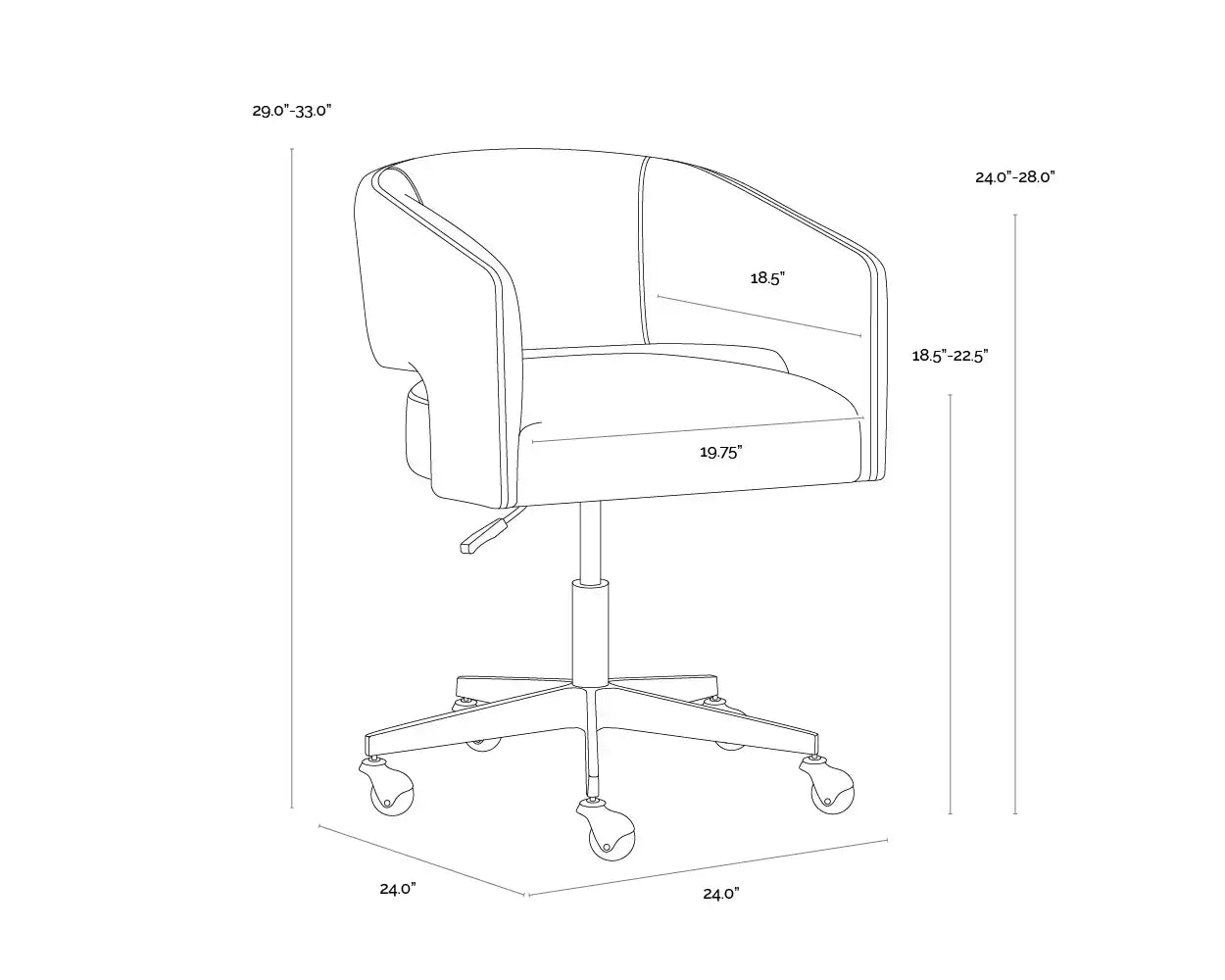 Sunpan, CLAREN OFFICE CHAIR, BENCHES, OTTOMAN & STOOLS