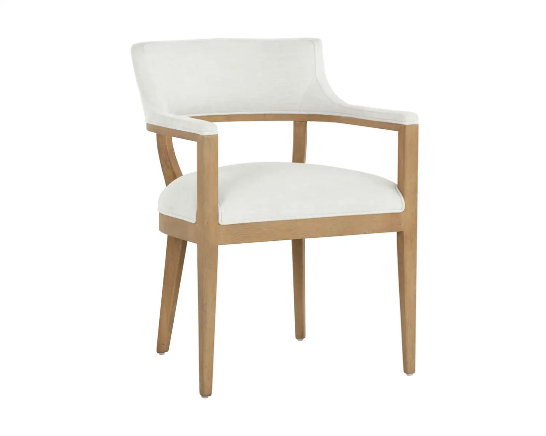 Sunpan BRYLEA DINING ARMCHAIR - NATURAL - HEATHER IVORY TWEED - Dining Chairs