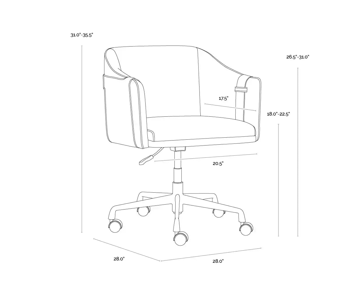 Sunpan, CARTER OFFICE CHAIR, BENCHES, OTTOMAN & STOOLS