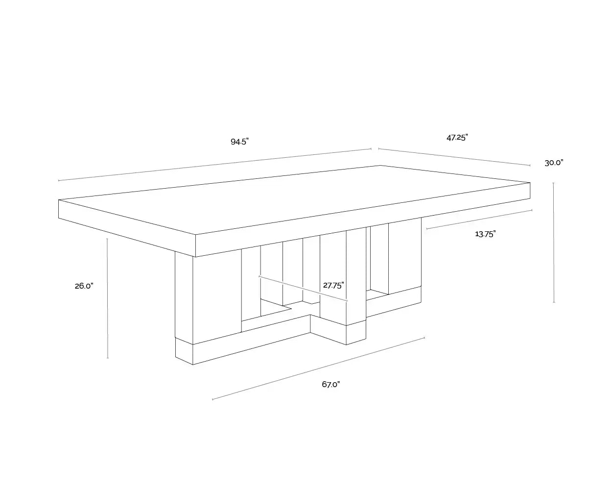 Sunpan GRECO DINING TABLE - Dining Tables
