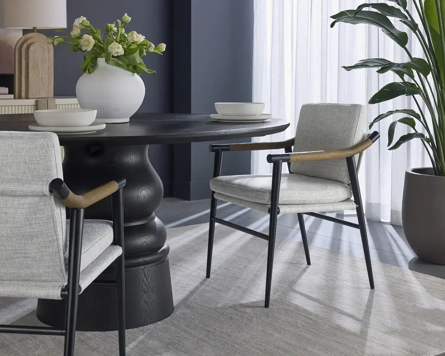 Sunpan MEADOW DINING ARMCHAIR - VAULT FOG - Dining Chairs