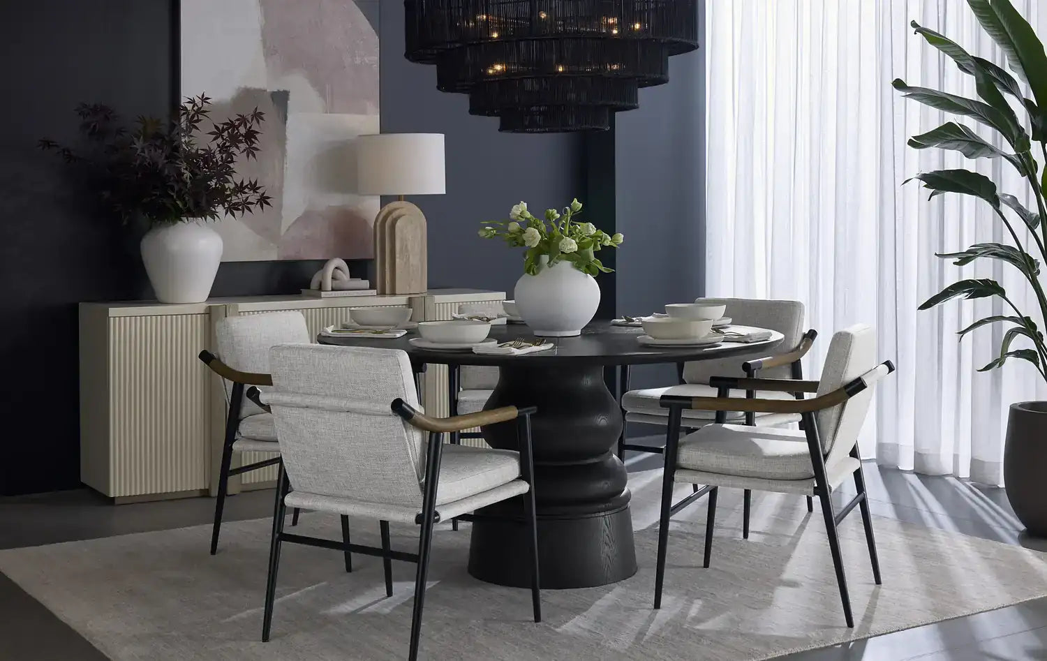 Sunpan MEADOW DINING ARMCHAIR - VAULT FOG - Dining Chairs