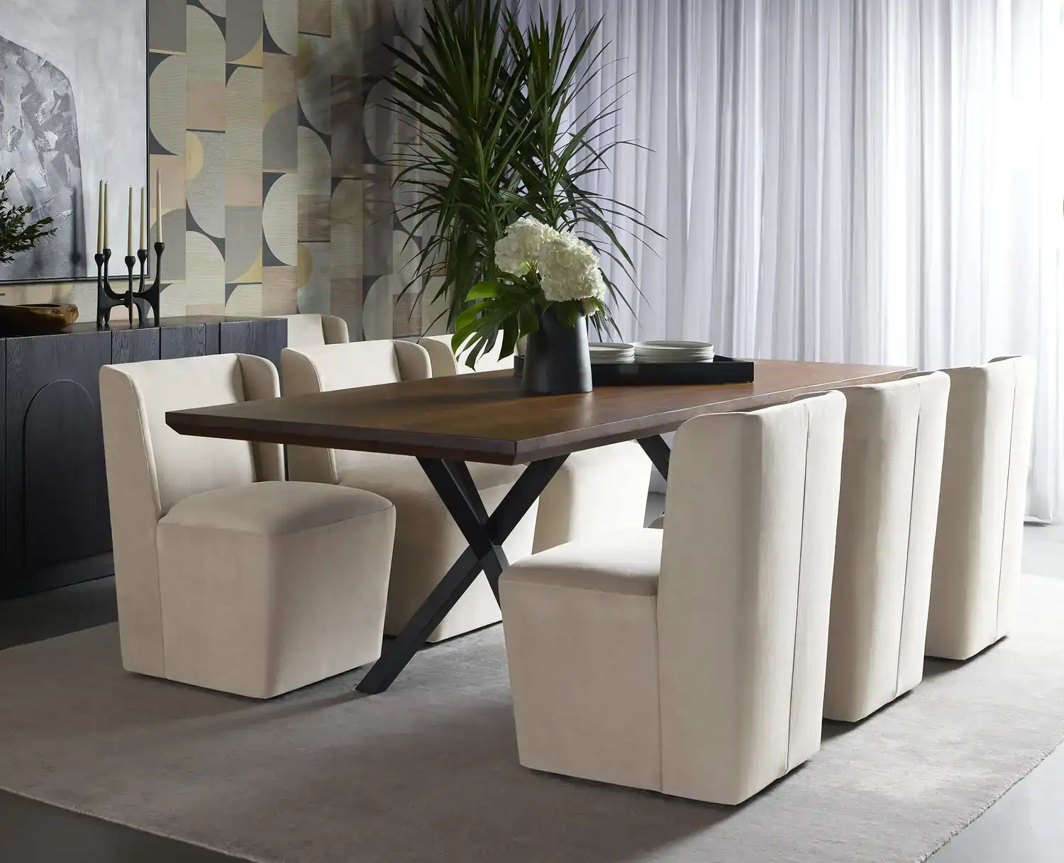 SUNPAN AMITA WHEELED DINING CHAIR - Dinning Chairs