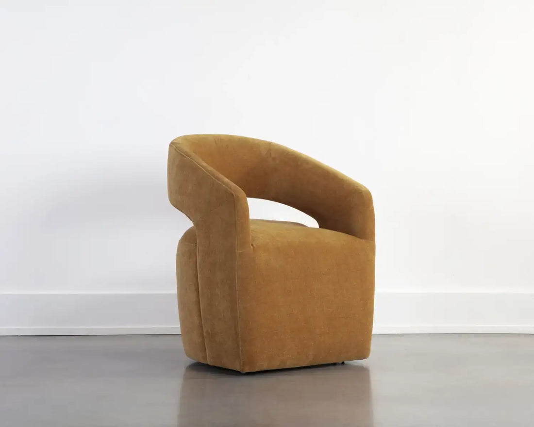 Sunpan LLORET WHEELED DINING ARMCHAIR - DANNY AMBER - Dining Chairs