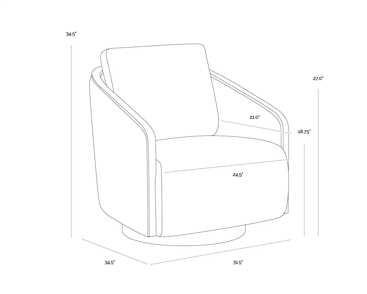 TASIA SWIVEL LOUNGE CHAIR - MERINO COTTON - Lounge