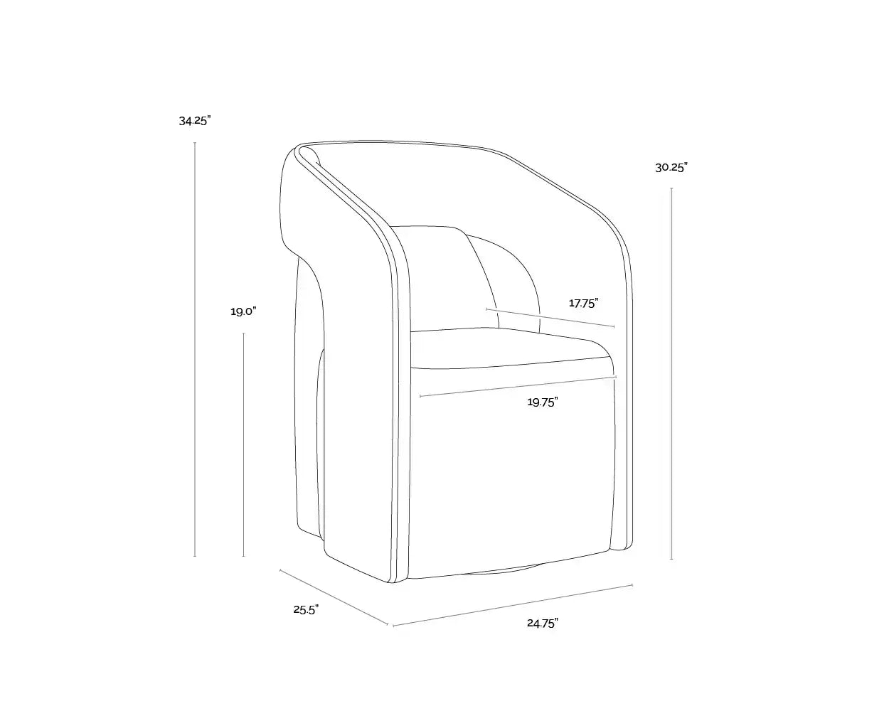 SUNPAN KENDRICK WHEELED DINING ARMCHAIR - Dining Chairs