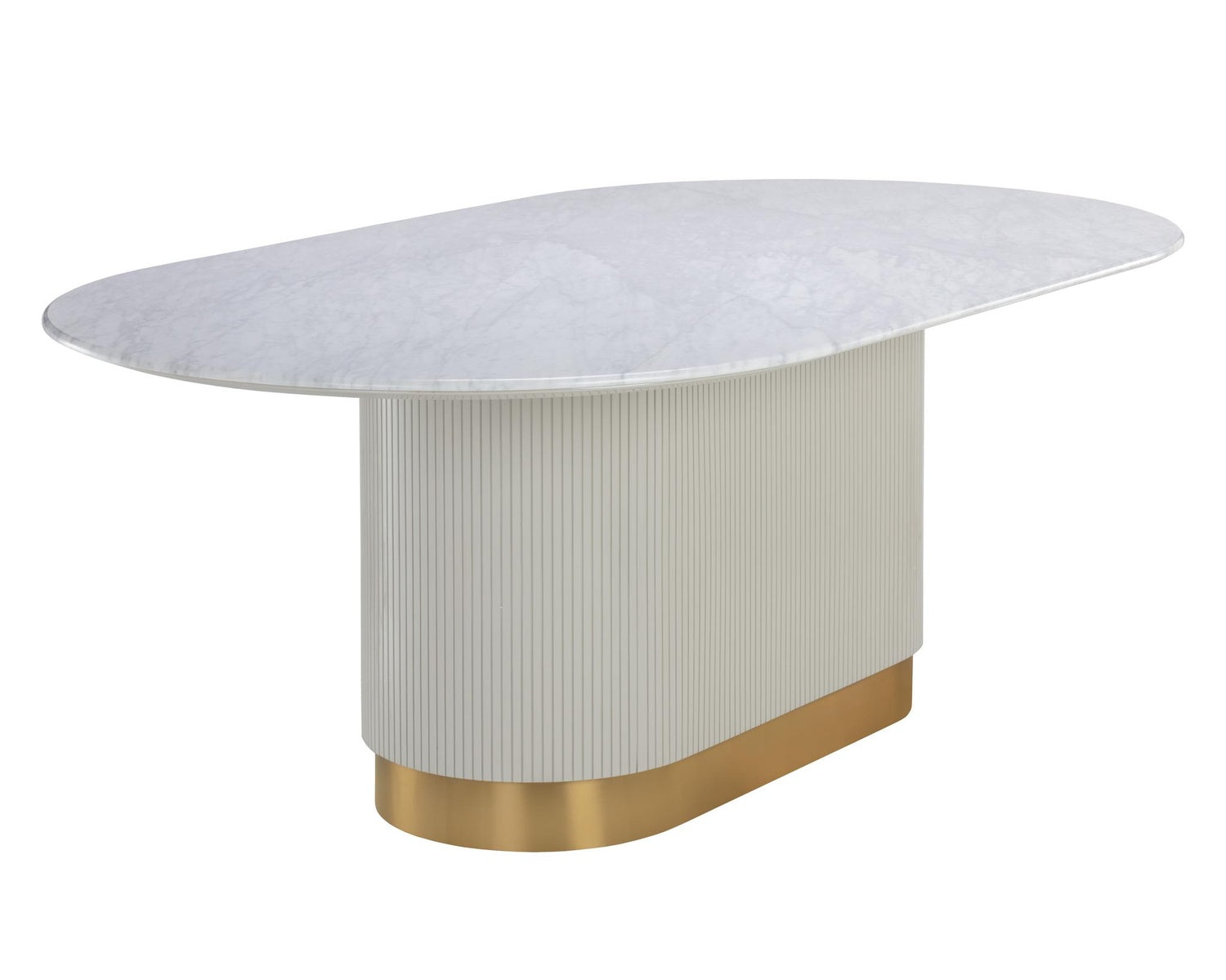Sunpan PALOMA DINING TABLE - OVAL - WHITE MARBLE - 84" - Dining Tables