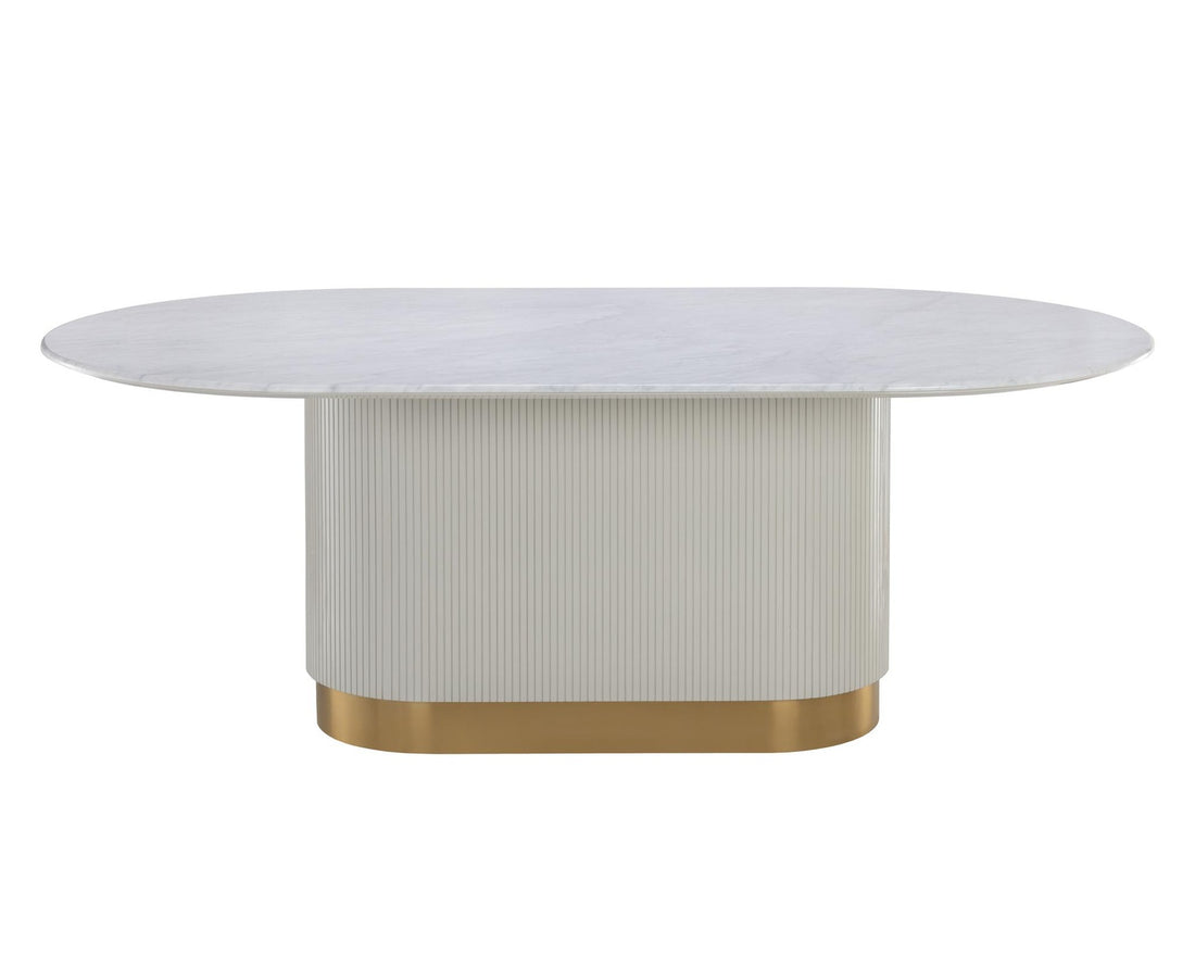 Sunpan PALOMA DINING TABLE - OVAL - WHITE MARBLE - 84" - Dining Tables