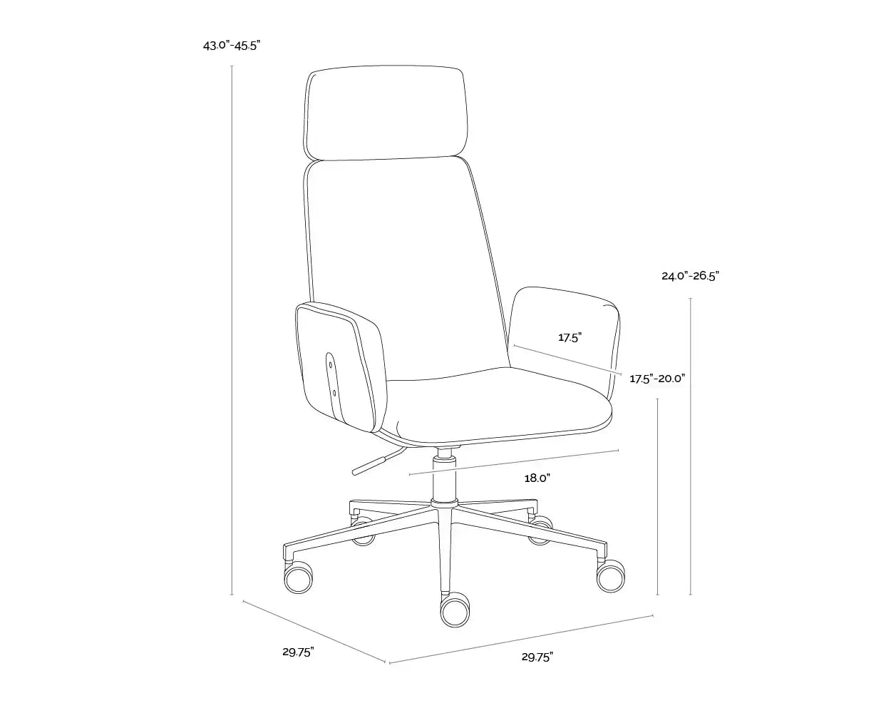 Sunpan, KALEV OFFICE CHAIR, BENCHES, OTTOMAN & STOOLS