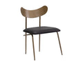 Sunpan GIBBONS DINING CHAIR - ANTIQUE BRASS - CHARCOAL BLACK LEATHER - Dining Chairs
