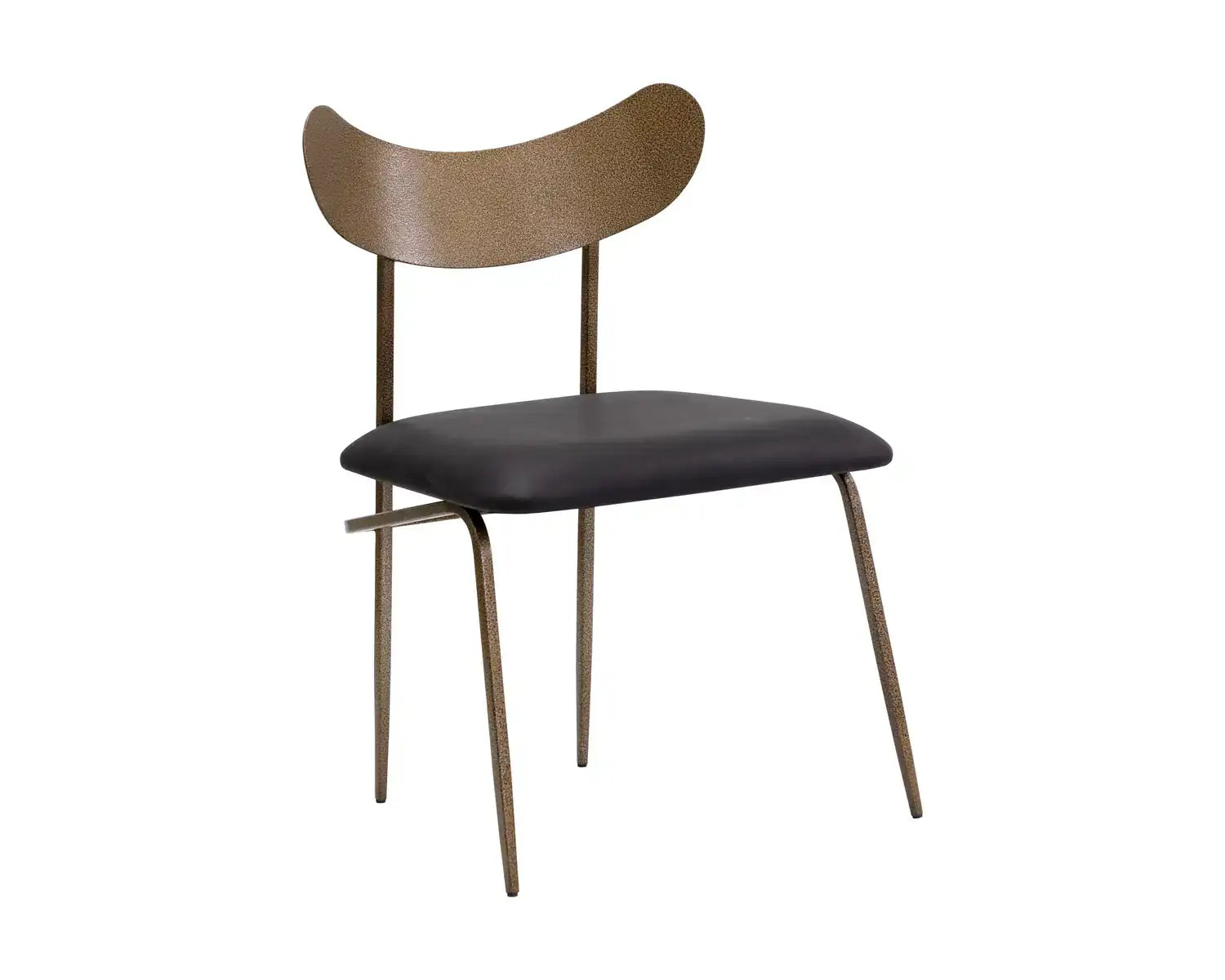 Sunpan GIBBONS DINING CHAIR - ANTIQUE BRASS - CHARCOAL BLACK LEATHER - Dining Chairs