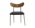 Sunpan GIBBONS DINING CHAIR - ANTIQUE BRASS - CHARCOAL BLACK LEATHER - Dining Chairs