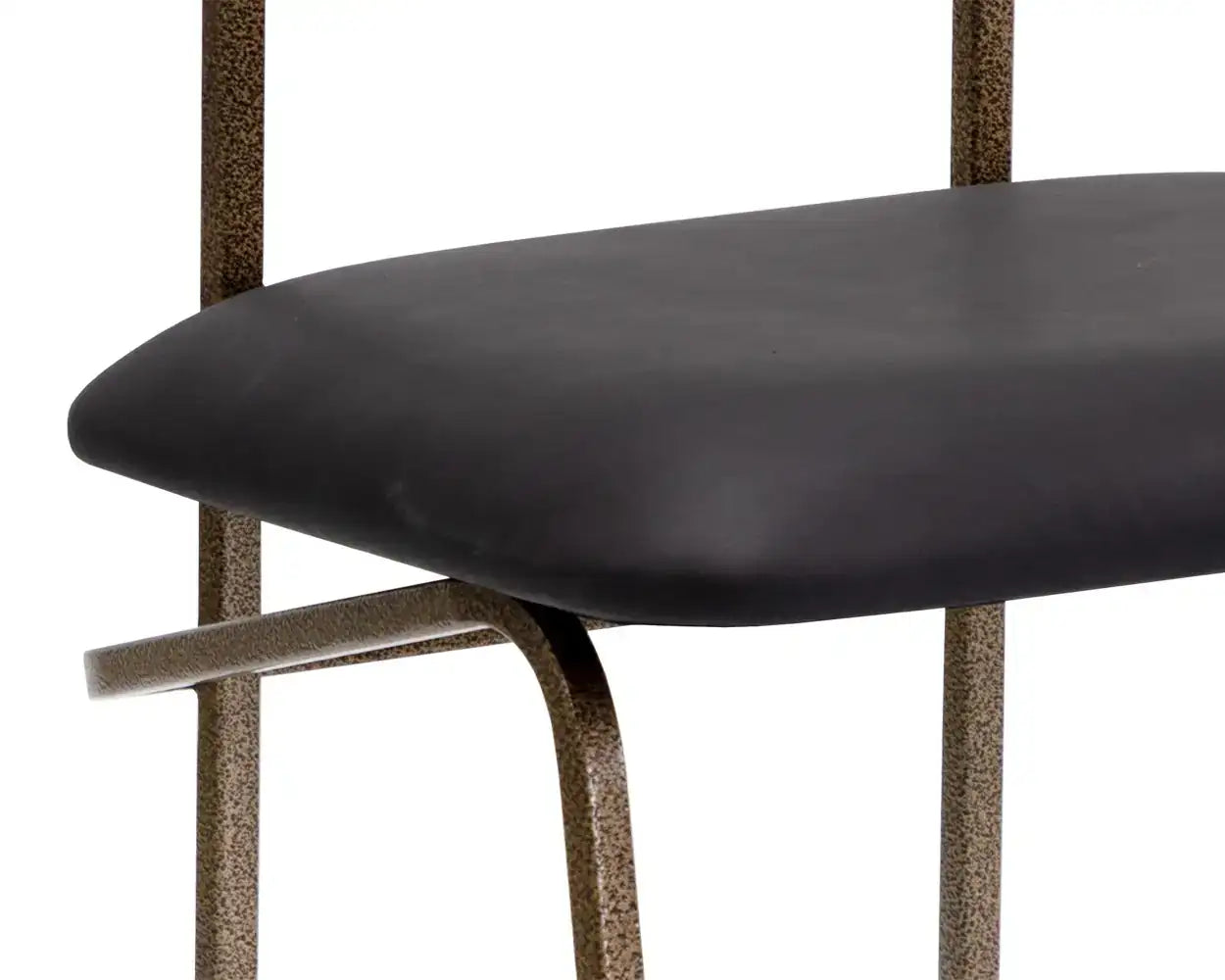 Sunpan GIBBONS DINING CHAIR - ANTIQUE BRASS - CHARCOAL BLACK LEATHER - Dining Chairs