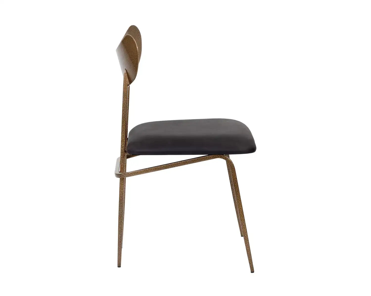 Sunpan GIBBONS DINING CHAIR - ANTIQUE BRASS - CHARCOAL BLACK LEATHER - Dining Chairs