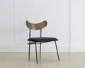 Sunpan GIBBONS DINING CHAIR - ANTIQUE BRASS - CHARCOAL BLACK LEATHER - Dining Chairs