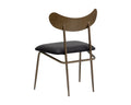 Sunpan GIBBONS DINING CHAIR - ANTIQUE BRASS - CHARCOAL BLACK LEATHER - Dining Chairs