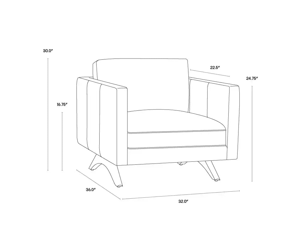 ROGERS ARMCHAIR - CORTINA BLACK LEATHER - Lounge