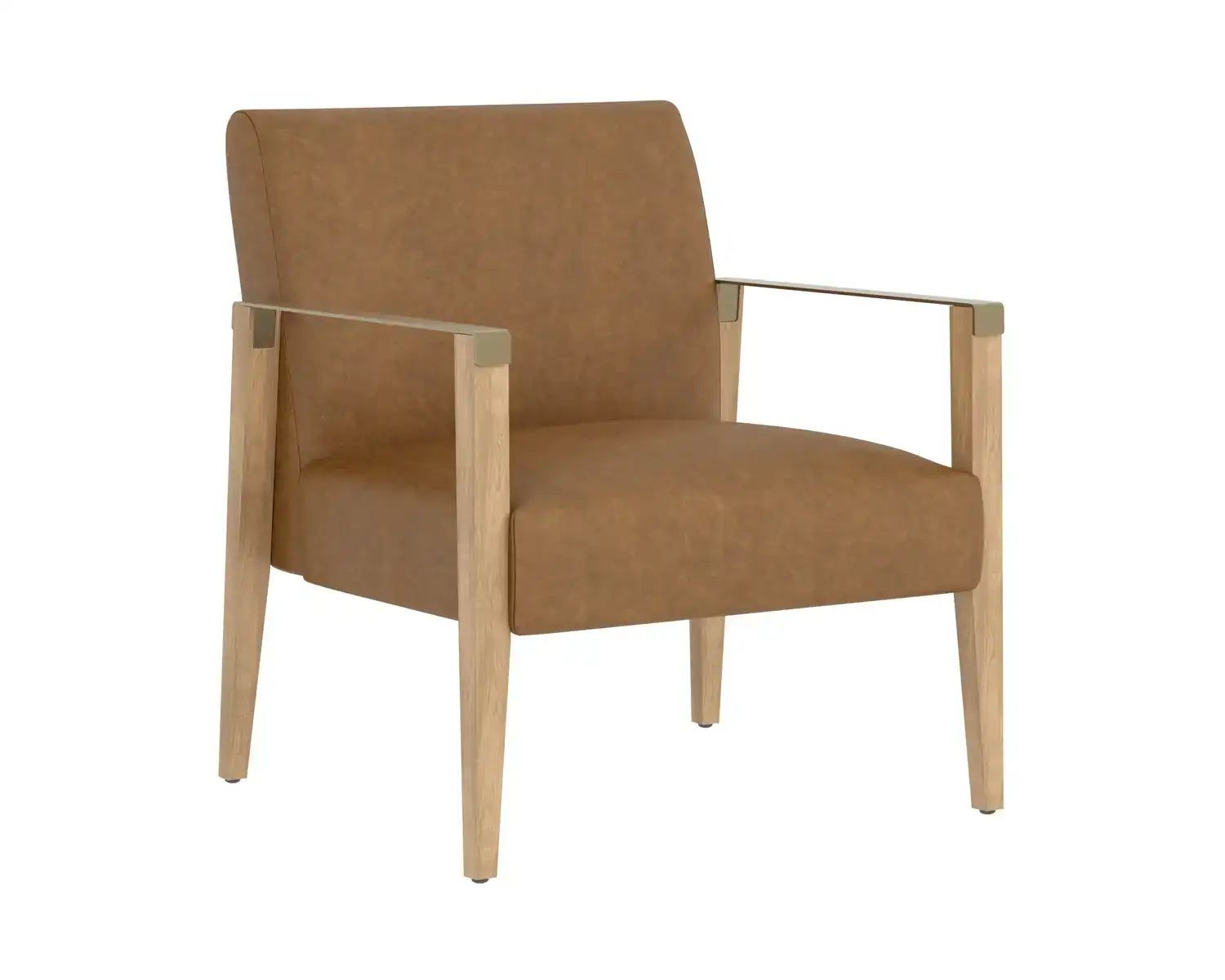 EARL LOUNGE CHAIR - RUSTIC OAK - LUDLOW SESAME LEATHER - Lounge