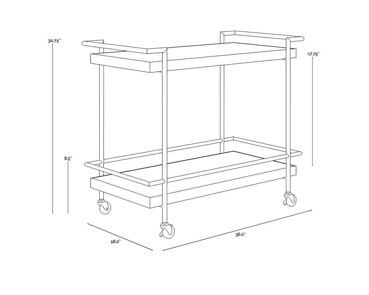 Sunpan, CONTARDI BAR CART, CABINETS & BARS