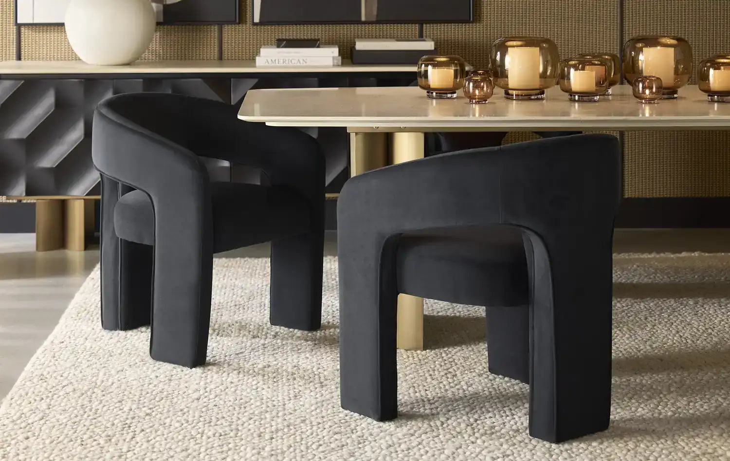 Sunpan ISIDORE DINING ARMCHAIR - ABBINGTON BLACK - Dining Chairs